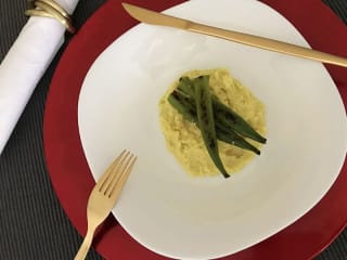 Imagem ilustrativa da receita POLENTA DE CANJICA BRANCA E QUIABO GRELHADO