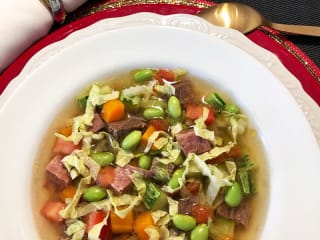 Imagem ilustrativa da receita MINESTRA DE EDAMAME COM LEGUMES