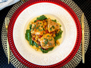Imagem ilustrativa da receita TAGINE DE GRÃO-DE-BICO COM PESCADA AMARELA