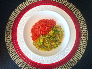 Imagem ilustrativa da receita REFOGADO DE LENTILHAS COM ARROZ COLORIDO DE BETERRABA