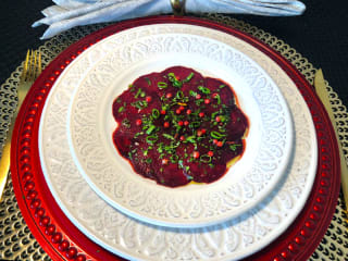 Imagem ilustrativa da receita MINI CARPACCIO VEGANO DE BETERRABA