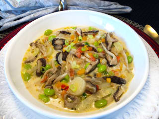 Imagem ilustrativa da receita CHOWDER DE COGUMELOS COM EDAMAME