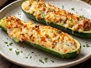 Imagem ilustrativa da receita ABOBRINHA RECHEADA E GRATINADA COM QUEIJO PARMESÃO