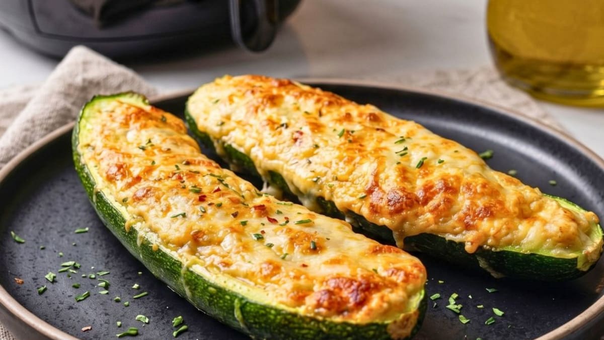 Imagem ilustrativa da receita ABOBRINHA RECHEADA GRATINADA NA AIRFRYER