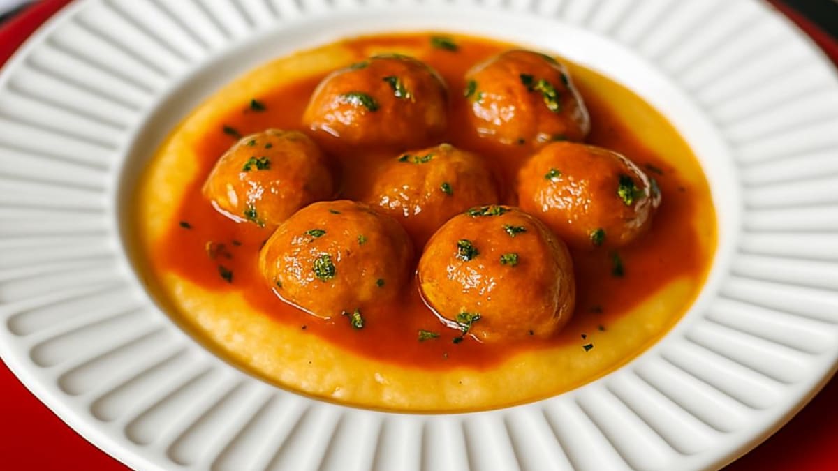 Imagem ilustrativa da receita ALMÔNDEGAS DE FRANGO ASSADAS COM MOLHO PRÁTICO DE TOMATE