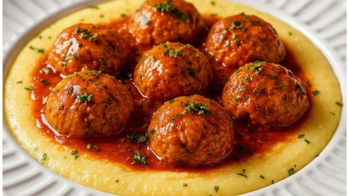 Imagem ilustrativa da receita ALMÔNDEGAS DE FRANGO ASSADAS COM MOLHO DE TOMATE