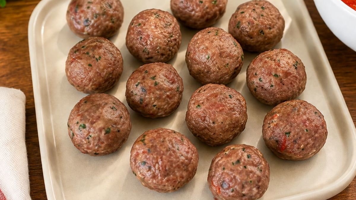 Imagem ilustrativa da receita ALMÔNDEGAS DE CARNE SEM OVO E SEM FARINHA NA AIRFRYER