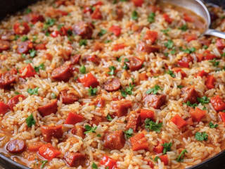 Imagem ilustrativa da receita ARROZ  MALANDRINHO COM TOMATE E TRIO DE LINGUIÇAS
