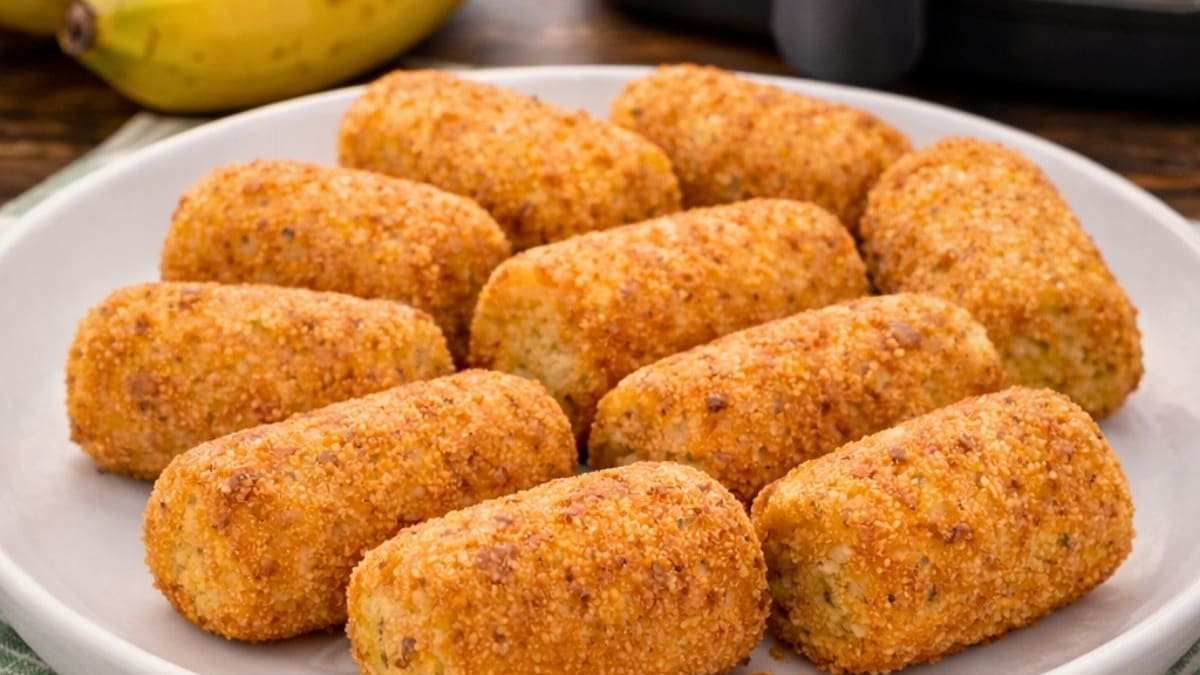 Imagem ilustrativa da receita BANANA EMPANADA NA AIRFRYER FÁCIL E CROCANTE