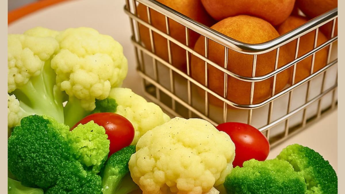 Imagem ilustrativa da receita SALADA DE LEGUMES E BOLINHO DE ABÓBORA COM QUEIJO