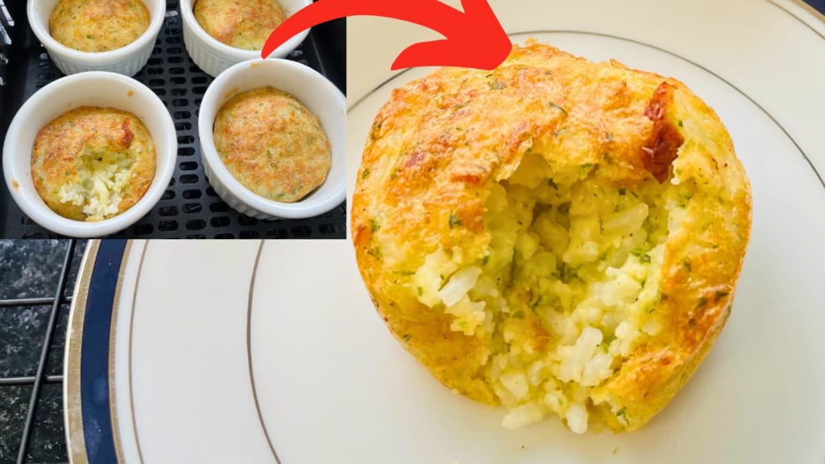 Imagem ilustrativa da receita BOLINHO DE ARROZ DE CANECA NA AIRFRYER (SEM TRIGO)