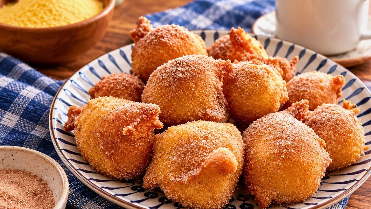 Imagem ilustrativa da receita BOLINHO DE CHUVA DE FUBÁ