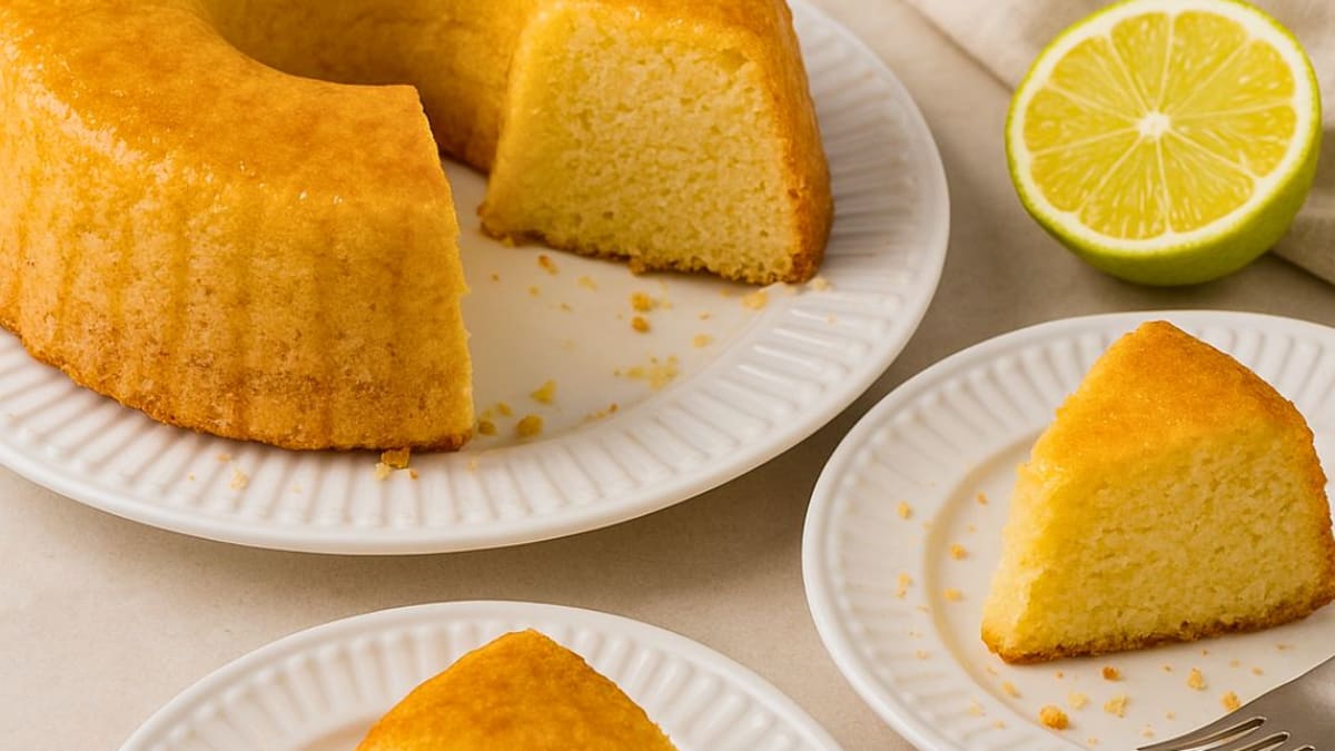 Imagem ilustrativa da receita BOLO DE LIMÃO COM IOGURTE NA AIRFRYER (SEM TRIGO)