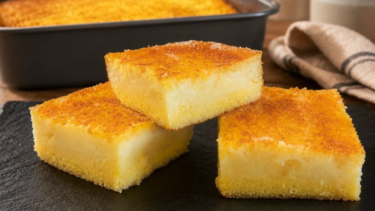 Imagem ilustrativa da receita BOLO DE FUBÁ CREMOSO COM QUEIJO MEIA CURA