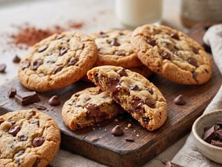 Imagem ilustrativa da receita COOKIES COM GOTAS DE CHOCOLATE CROCANTES FORA MACIOS DENTRO