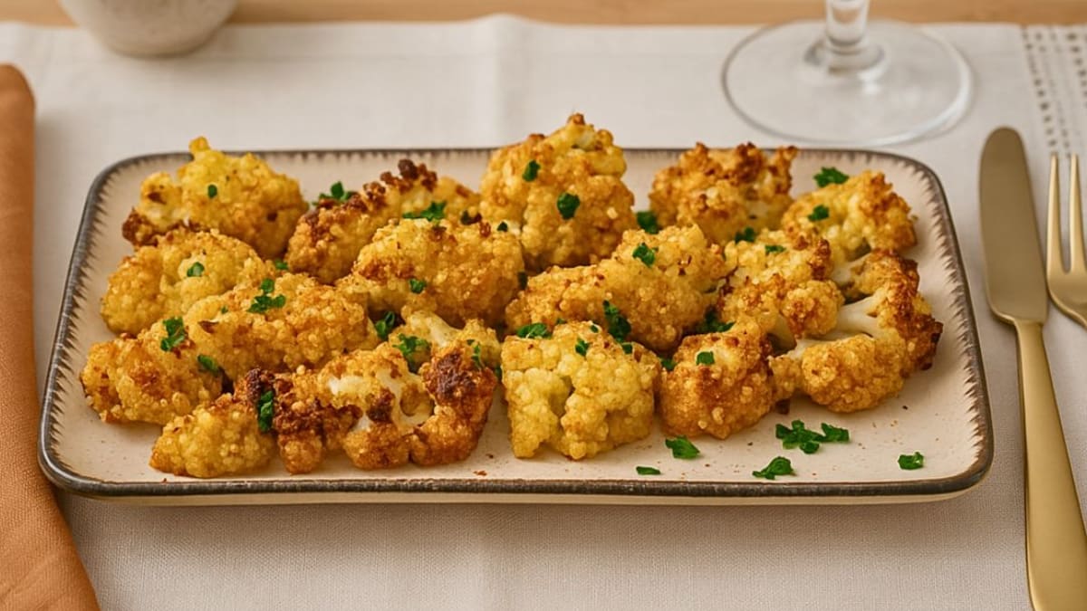 Imagem ilustrativa da receita COUVE-FLOR CROCANTE NA AIRFRYER COM PARMESÃO