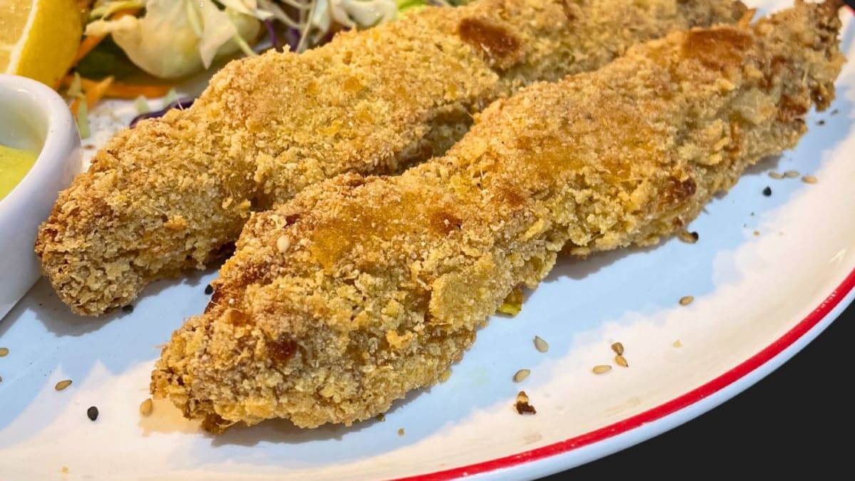 Imagem ilustrativa da receita ESPETINHO DE FRANGO EMPANADO, SEM TRIGO E SEM FRITAR
