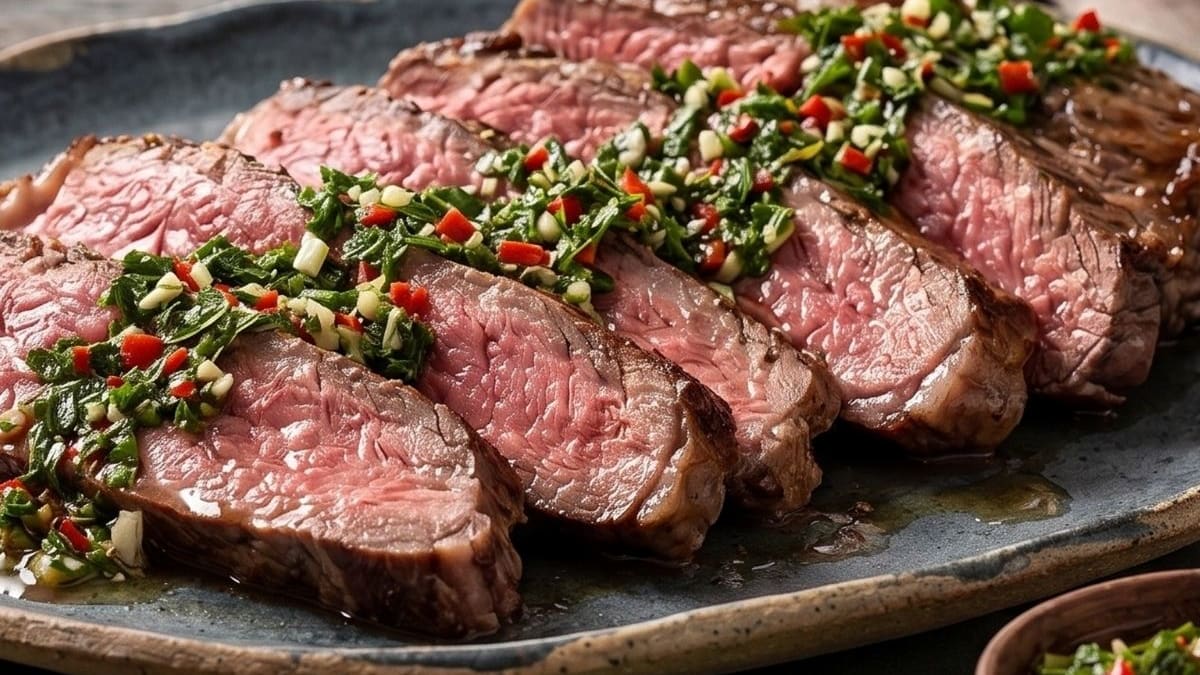 Imagem ilustrativa da receita FRALDINHA ASSADA COM MOLHO CHIMICHURRI