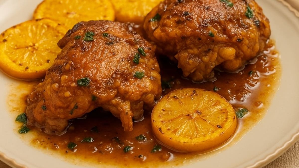 Imagem ilustrativa da receita FRANGO FÁCIL COM LARANJA E MEL NA FRIGIDEIRA