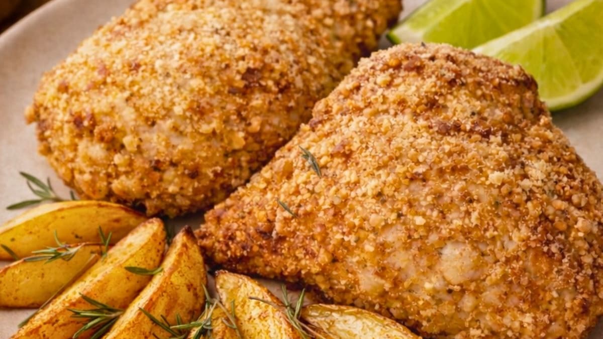 Imagem ilustrativa da receita FRANGO EMPANADO SEM GLÚTEN COM PARMESÃO NA AIRFRYER