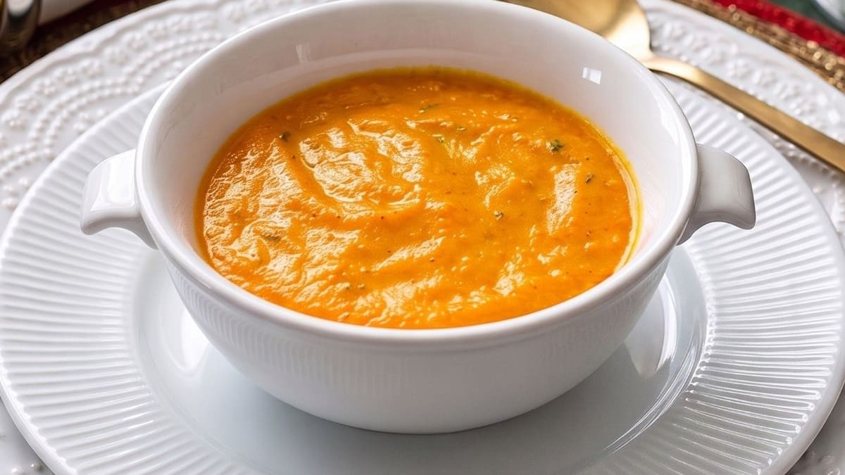 Imagem ilustrativa da receita GASPACHO GELADO DE TOMATE E PIMENTÃO AO CURRY