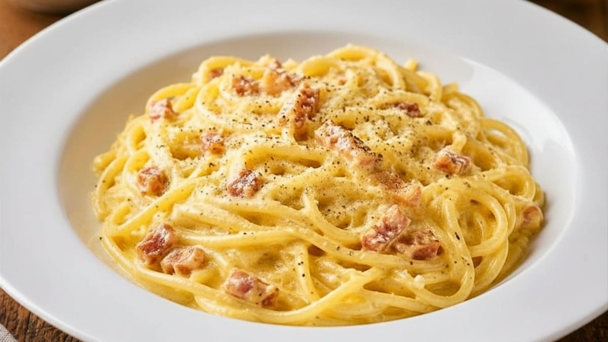 Imagem ilustrativa da receita MACARRÃO À CARBONARA CREMOSO E FÁCIL