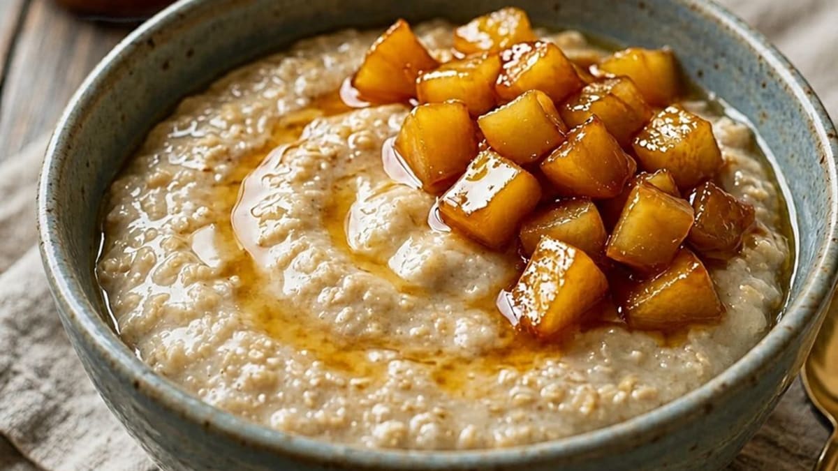 Imagem ilustrativa da receita MINGAU DE AVEIA COM MAÇÃ CARAMELIZADA