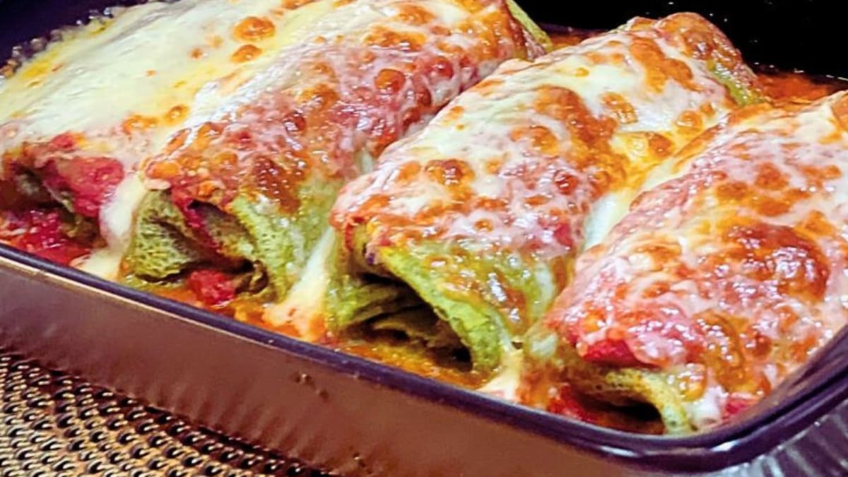 Imagem ilustrativa da receita PANQUECA DE ESPINAFRE COM CARNE MOÍDA E MUÇARELA