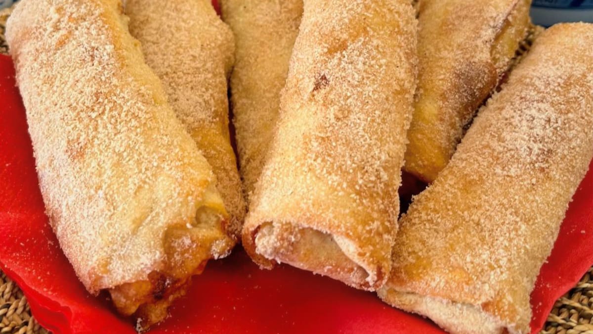 Imagem ilustrativa da receita ROLINHO PRIMAVERA DE BANANA NA AIRFRYER