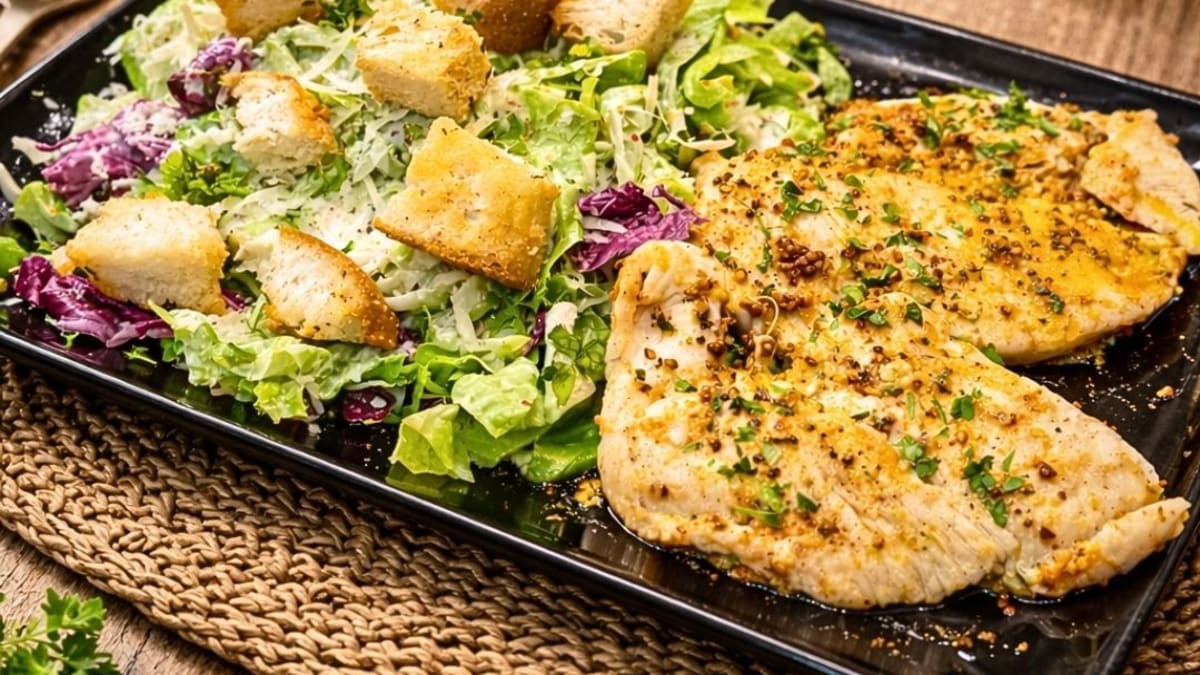 Imagem ilustrativa da receita SALADA CAESAR SAUDÁVEL COM FRANGO GRELHADO
