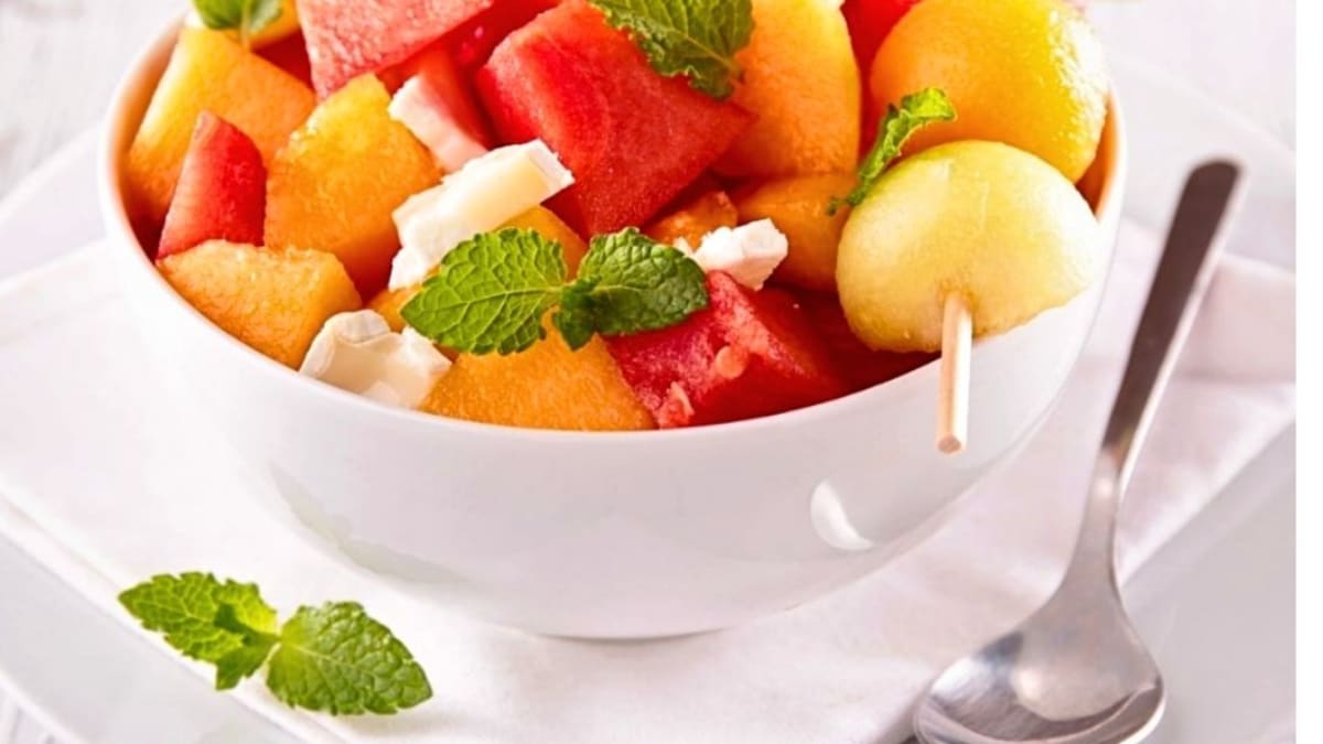 Imagem ilustrativa da receita SALADA DE FRUTAS COM MELÃO E MELANCIA E VINAGRETE DOCE
