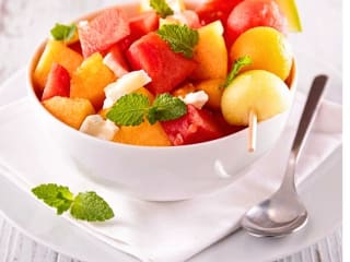 Imagem ilustrativa da receita SALADA DE FRUTAS COM MELÃO E MELANCIA E VINAGRETE DOCE