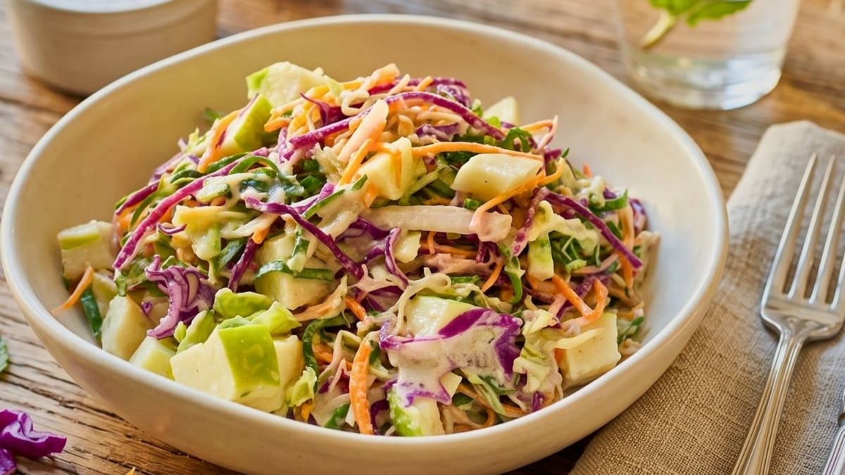 Imagem ilustrativa da receita SALADA DE REPOLHO COM MAÇÃ E MOLHO CREMOSO