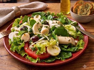 Imagem ilustrativa da receita SALADA ITALIANA DE CANTINA COM TORRADAS DE ALHO
