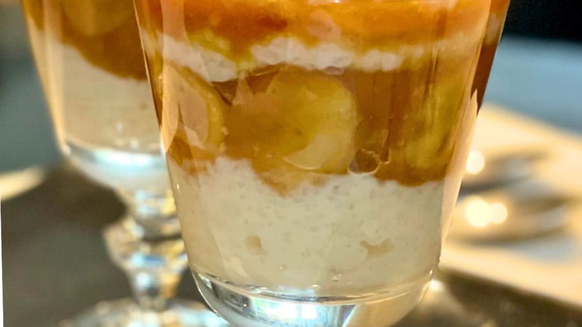 Imagem ilustrativa da receita SOBREMESA DE TAPIOCA CREMOSA COM BANANA CARAMELIZADA