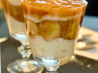 Imagem ilustrativa da receita SOBREMESA DE TAPIOCA CREMOSA COM BANANA CARAMELIZADA