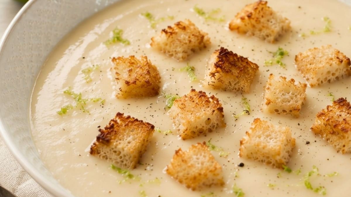 Imagem ilustrativa da receita SOPA CREMOSA DE BATATA E BATATA-DOCE COM QUEIJO