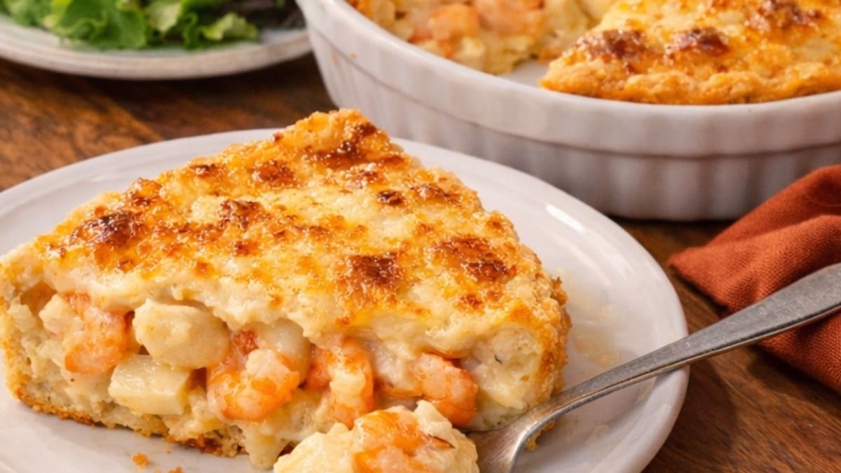 Imagem ilustrativa da receita TORTA GRATINADA DE CAMARÃO E PALMITO