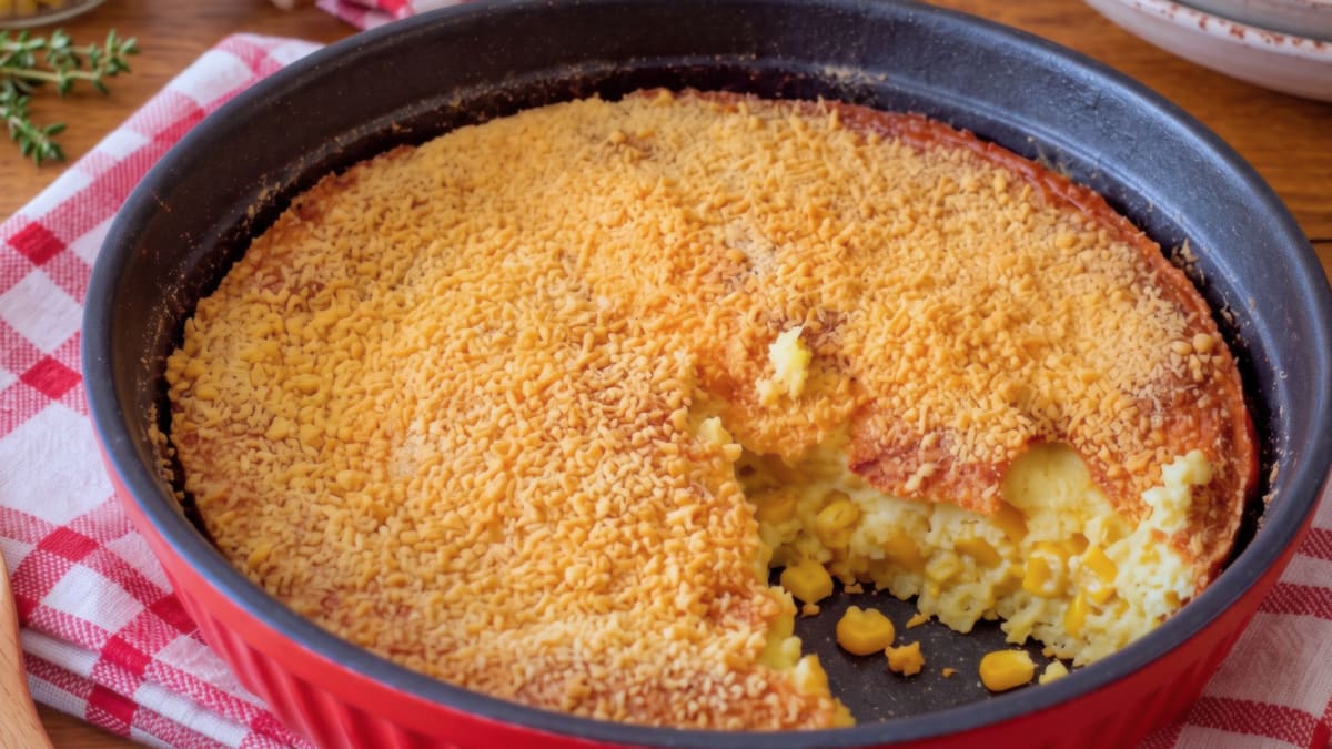 Imagem ilustrativa da receita TORTA SUFLÊ DE QUEIJO E MILHO DE LIQUIDIFICADOR