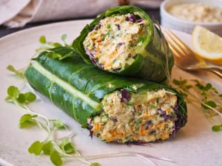 Imagem ilustrativa da receita WRAP DE COUVE COM SALPICÃO E MAIONESE DE CASTANHAS
