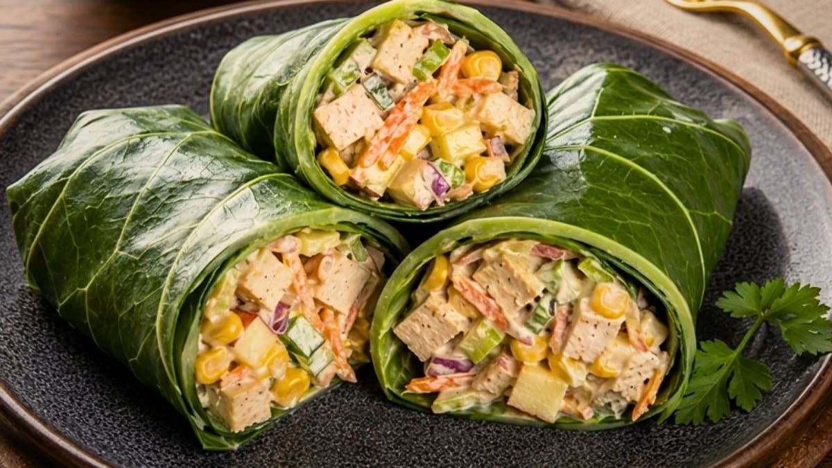 Imagem ilustrativa da receita WRAP DE COUVE COM SALPICÃO VEGETARIANO